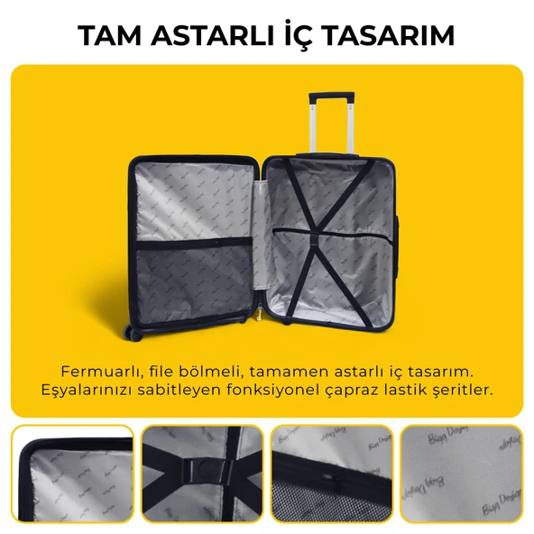 Biggdesign Moods Up 3'lü Valiz Seti, TSA Kilitli, ABS Gövde, Siyah - 6