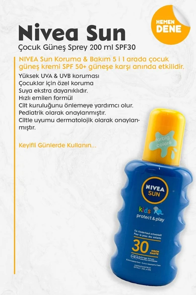 Nivea Sun Çocuk Güneş Sprey 200 ml SPF 30 - Resim 2