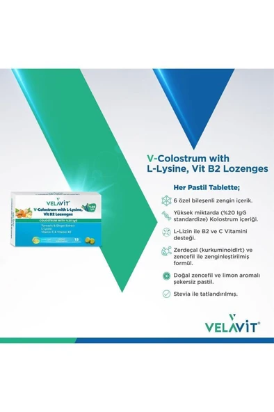 Velavit V Colostrum With L Lysine Vitamin B2 Lozenges 15 Pastil