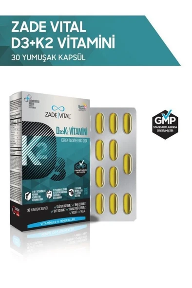 Zade Vital D3 + K2 Vitamini İçeren Takviye Edici Gıda 30 Yumuşak Kapsül - 4