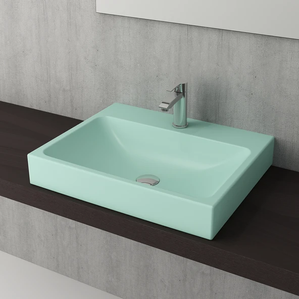 Bocchi Scala Tezgah Üstü Lavabo 60 Cm Mat Mint Yeşil