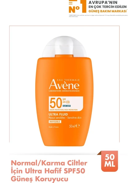 Avene Ultra Fluid Invisible SPF50 Normal ve Karma Ciltler İçin Güneş Kremi 50 ml