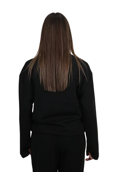 Kadın Modal Kumaş Bel Bağcıklı Siyah Ceket Hırka - 7