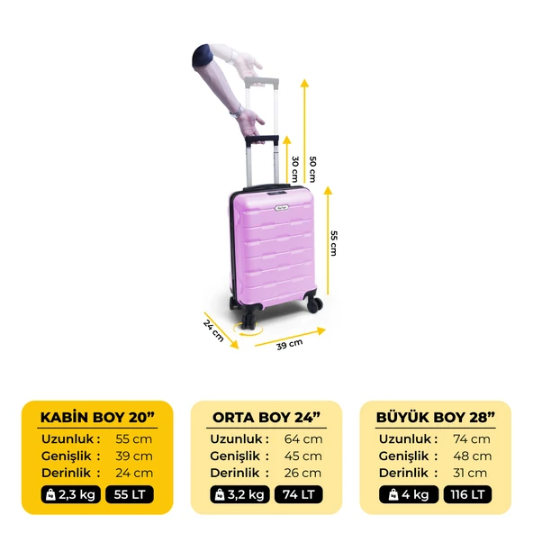 Biggdesign Moods Up TSA Kilitli 20" ABS Gövdeli Valiz  | Kabin Boy-Pembe - 4