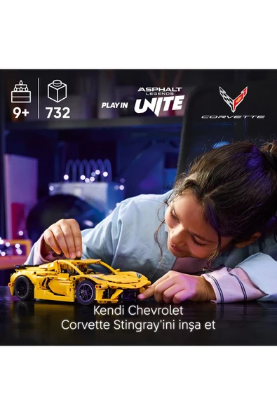 LEGO   Technic Chevrolet Corvette Stingray 42205 - 9+ Oyuncak Model Yapım Seti (732 Parça) - 5