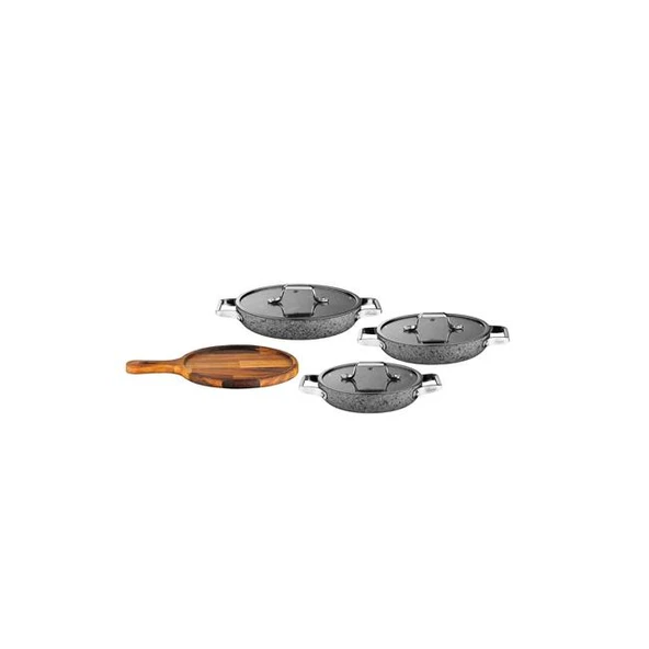 Brioni Stone-H 7 Parça Çizilmez Yanmaz Yapışmaz 18cm 20cm 22cm 3'lü Sahan Omlet Seti