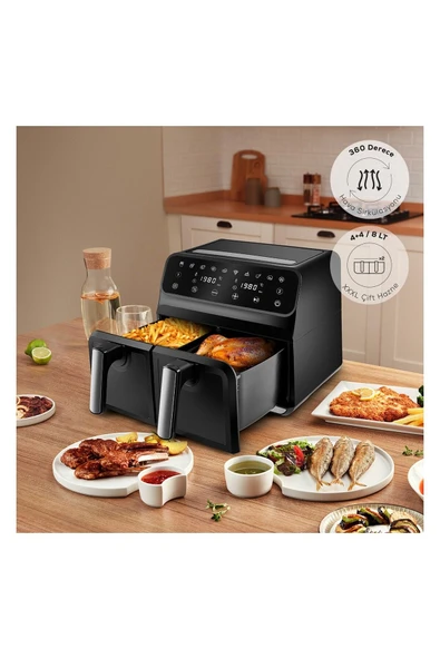 Karaca Xxxl 4+4 Litre Dijital Twin Iki Hazneli Fritöz - Yeni SERİ
