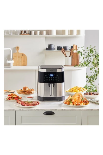Karaca 9 Litre Smart Screen Geniş Hazne Inox Airfryer - BUZ ÇÖZME ÖZELLİKLİ - 4