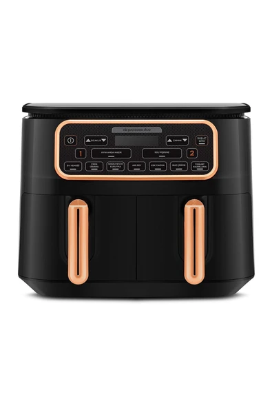 Karaca Air Pro Cook Duo Ev Yemeği XXXL 4+4 Litre Airfryer Black Cooper 8 Kişilik