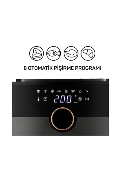 Arzum 6 Litre Kapasiteli XL Fryer Sıcak Hava Fritözü Bakır 1750 W Porselen Kupa Bardak Hediyeli - 5
