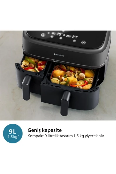 Philips Çift Hazneli Airfryer 3000 Serisi, 9l  2 Hazneli ,Rapid Air  HomeID Uygulaması - 5