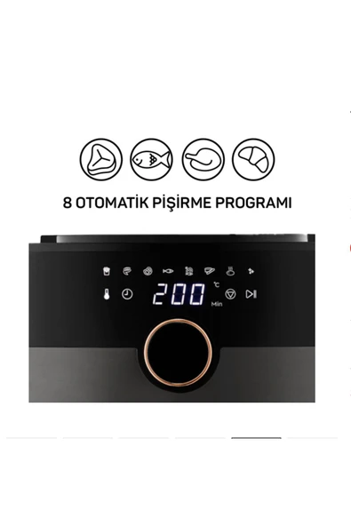 Arzum Siyah 1750 Airtasty XL Air Fryer Sıcak Hava Fritözü 8 Program - 3