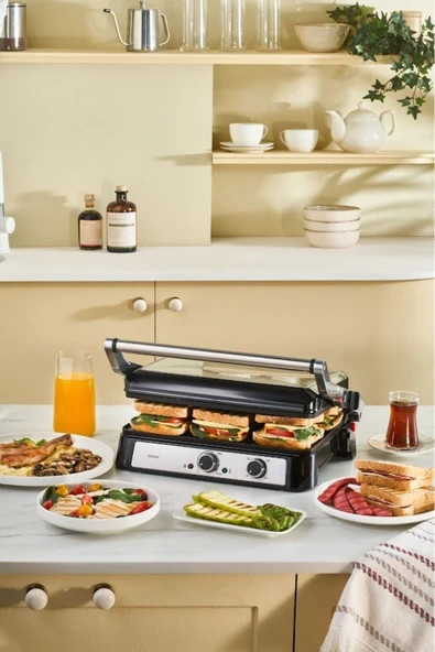 Karaca Inox Toastmate Grill Zaman Ayarlı 2000w Izgara ve Tost Makinesi 6 Dilim Kapasiteli