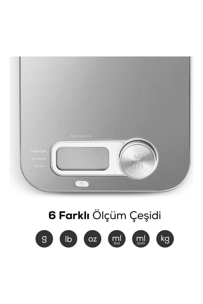 Karaca Kinetik Enerjili Ekranlı Inox Mutfak Tartısı 5 kg Kapasite - 2