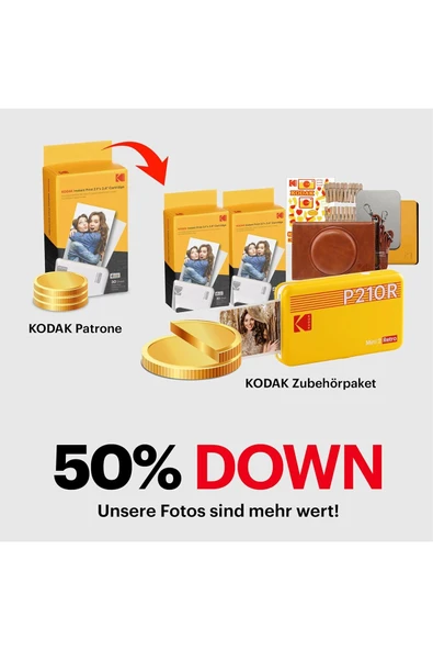 Kodak Mini 2 Retro Mobil Fotoğraf Yazıcısı (5,3x8,6cm) - Sarı - 2