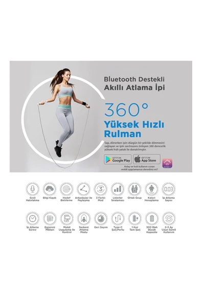 Neuton Neutron Ayarlanabilir Akıllı Bluetooth Gri Atlama Ipi - 3
