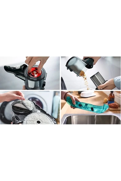 Bosch 2'si 1 Arada Islak ve Kuru Temizlik, ÇİFT Batarya HEPA Filtre-Unlimited 7 ProHygienic Aqua - 5