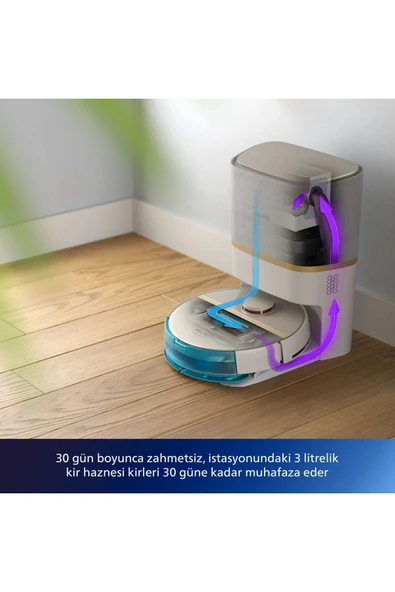 Philips Islak ve Kuru İstasyonlu Otomatik boşaltma istasyonlu, Beyaz robot süpürge +1 YIL EK GARANTİ - 3
