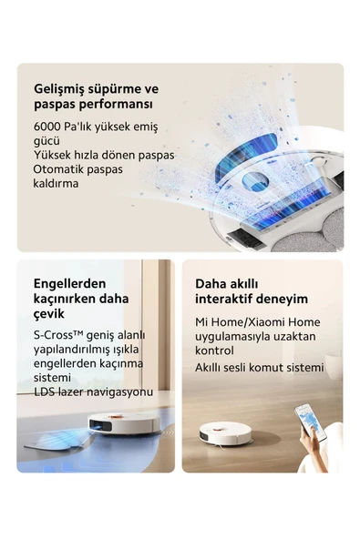 Xiaomi Robot Süpürge - 6000 Pa Emiş Gücü, Akıllı Navigasyon Ve Otomatik Çöp Boşaltma Ile Derin Temizlik - 2