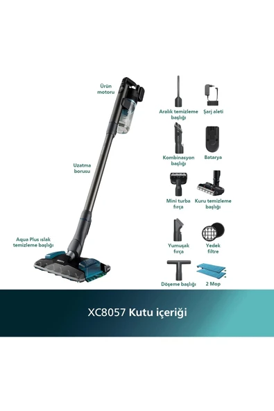 Philips Tek Seferde Süpürür Ve Siler Islak Kuru Şarjlı Dikey250 W - 2