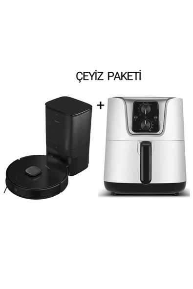Grundig (toz Boşaltma Sistemli) Robot Süpürge + Airfryer Az Yağlı Pişirici - 1