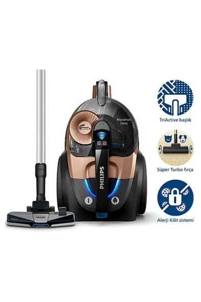 Philips Marathon 900 W Toz Torbasız Süpürge+PHILIPS Azur Buharlı Ütü HEDİYE - 2