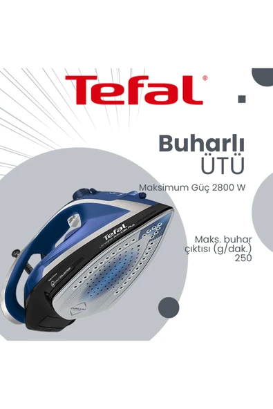 TEFAL Buharlı Ütü Otomatik Kapama Entegre kireç çözücü sistem Durilium Airglide Taban 2800W Güç
