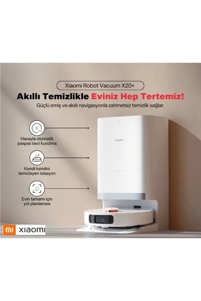 Xiaomi X20 Plus Robot Süpürge Ve Mob Beyaz-ultrasonik Halı Tanıma Ve Yüksek Emiş Gücü-lambader