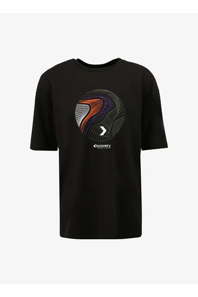 Discovery Expedition Siyah Erkek Bisiklet Yaka Loose Fit Baskılı T-Shirt D4SM-TST3275 Beden: M - 6