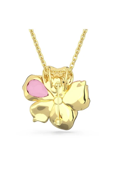 Swarovski 5652068 Kolye Florere Pendant And Brooch, Pave, Flower, Pink, Gold-tone Plated - 3