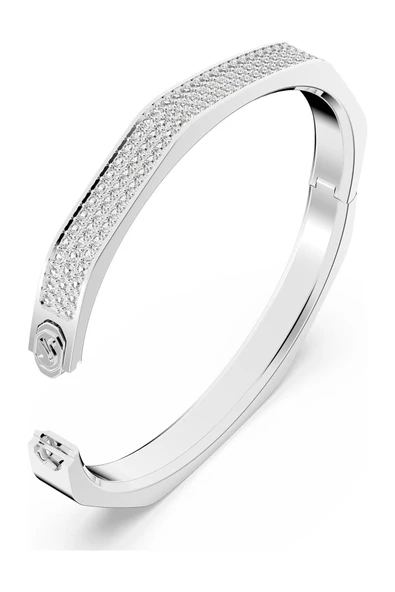 Swarovski Dextera Bangle Bileklik, Octagon Cut, Beyaz, Rodyum Kaplama - 5655625 L - 2