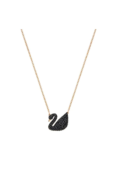 Swarovski Kadın Siyah Iconic Swan Kolye 5204134