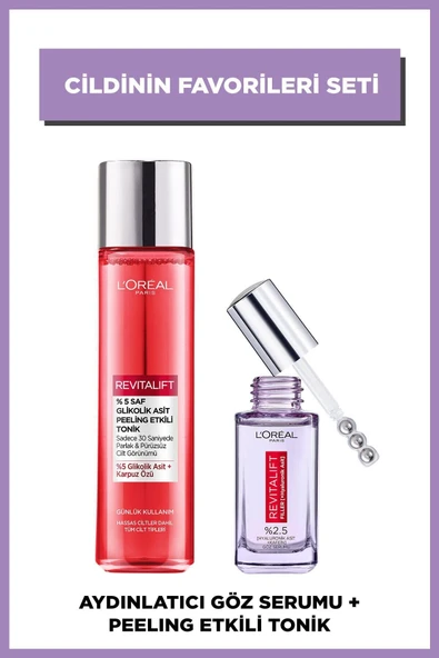 L'Oreal Paris Revitalift %5 Saf Glikolik Asit Peeling Etkili Tonik & Revitalift Filler Göz Serumu