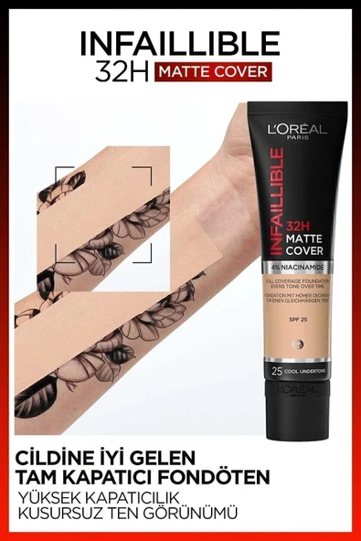 L'Oreal Paris L'oréal Paris Infaillible-Uzun Süre Kalıcı,Mat ve Doğal Bitişli Fondöten 155 Soğuk Alt Ton - 2