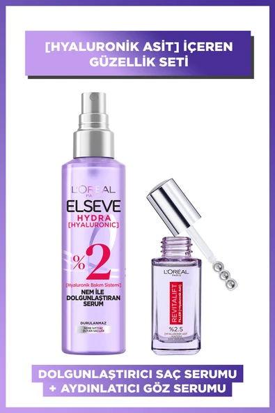 L'Oreal Paris Revitalift Filler Aydınlatıcı Göz Serumu 20ml & Hydra Nem ile Dolgunlaştıran Serum 150ml