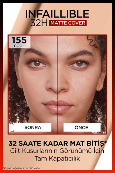 L'Oreal Paris L'oréal Paris Infaillible-Uzun Süre Kalıcı,Mat ve Doğal Bitişli Fondöten 155 Soğuk Alt Ton - 6