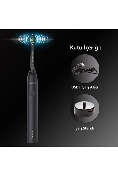 Philips Sonicare 4100 Serisi Sonic Şarjlı Diş Fırçası Siyah Temizleme-Hassas Mod-14 Gün Pil Süresi - 2