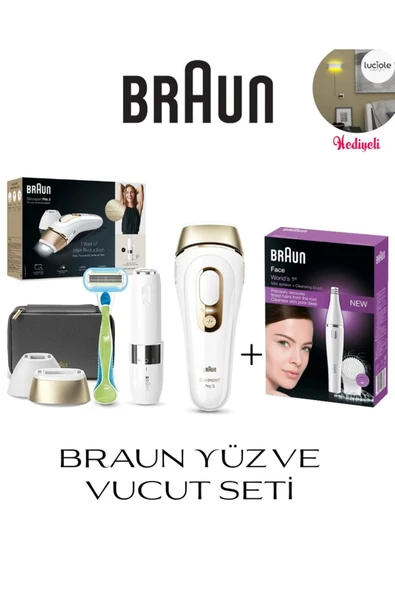 Braun IPL Silk·expert Pro 5 ve SE810 Face Evde Tüy Alma Çanta Venus Tıraş Makinesi 2 Başlık  İle
