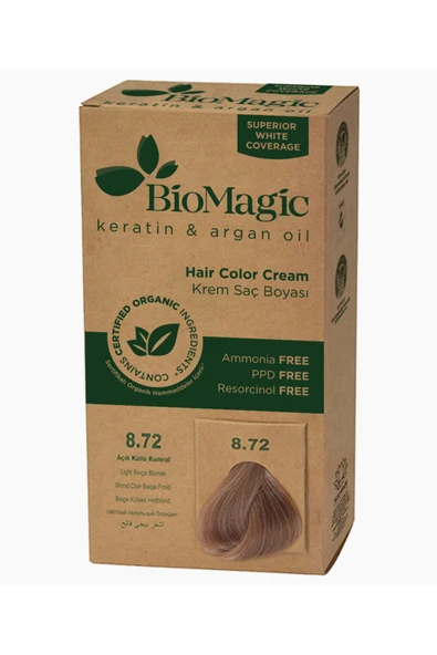 BIOMAGIC Doğal Saç Boyası Açık Küllü Kumral No. 8.72 8699367125741