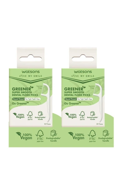 Watsons Greener Super Smooth Kürdan Diş İpi 50 Adet x 2 adet