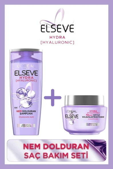 ELSEVE Hydra [hyaluronic] Nem Dolduran Şampuan 390ml Ve 72 Saat Nem Ile Dolgunlaştıran Maske 300ml