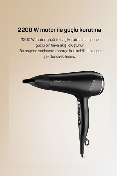 Arzum Siyah Ar5099 Black Motion Saç Kurutma Makinesi 4 Yıl 220 - 240 V 50 Hz / 60 Hz 3 Kademeli C / F DC - 4