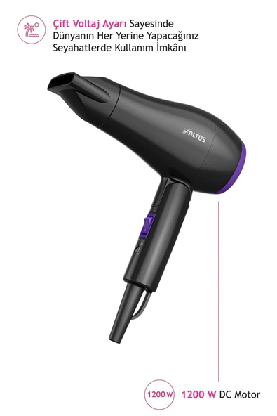 Altus Yok Al 885 Katlanılabilir Mini Saç Kurutma Makinesi Yok 50 Hz / 60 Hz 1200 W 2 Kademeli 2 Yıl 2 Kad - 4