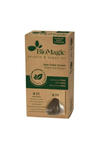 BIOMAGIC Vegan Dogal Organic Yogun Küllü Sarı 9.11 Krem Saç Boyası GKÜrün96 - 2