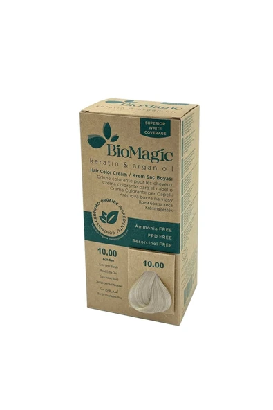 BIOMAGIC Natural Organic Light Blonde 10.00 Cream Hair Dye KeyÜrün1210