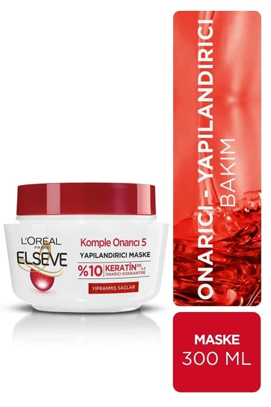 ELSEVE Complete Repair Nourishing 5 Constructing Mask Containing Keratinxs for Damaged Hair 300 Ml - 1