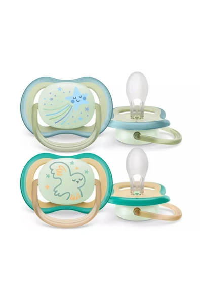 Philips Avent Ultra Air Night Karanlıkta Parlar Gece Emziği 0-6 ay Erkek SCF376/18 - 2