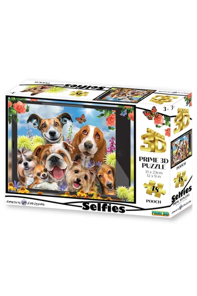 Prime 3D Sevimli Köpekler Selfie 48 Parça Puzzle 20554
