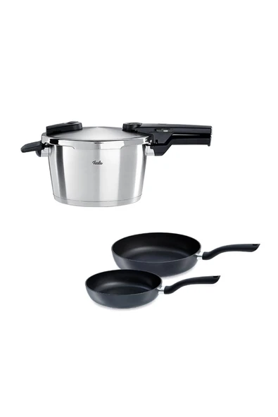 Fissler Vitaquick Premium 4,5 Litre Düdüklü Tencere + Tava Set