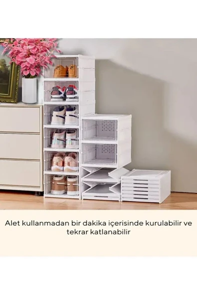 GABHOME 6 Raflı Çok Amaçlı, Katlanabilir Dolap, Ayakkabılık ve Raf, Saklama Gözü